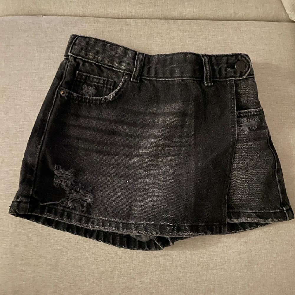 Zara Black Washed Denim Skort